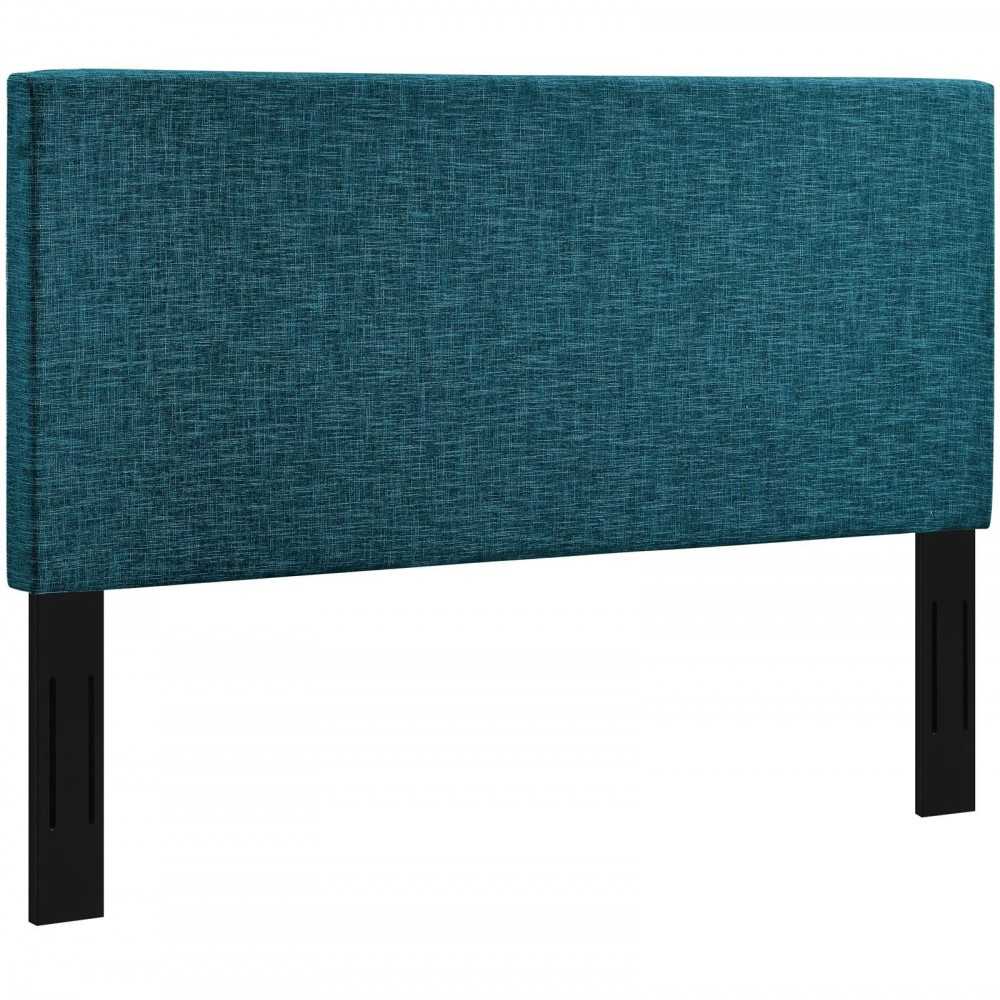 Taylor King and California King Upholstered Linen Fabric Headboard, Teal