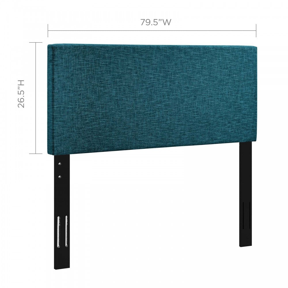 Taylor King and California King Upholstered Linen Fabric Headboard, Teal