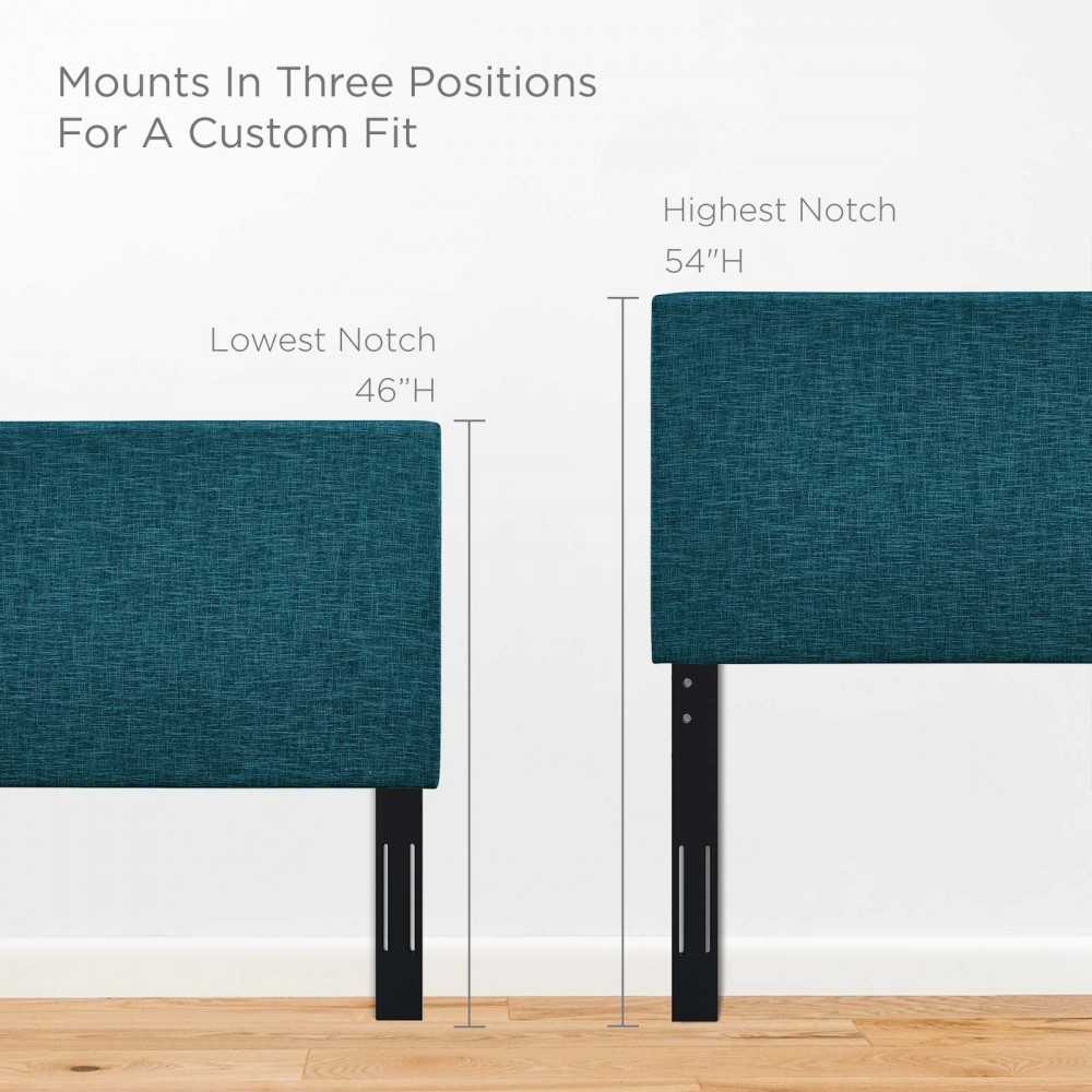 Taylor King and California King Upholstered Linen Fabric Headboard, Teal