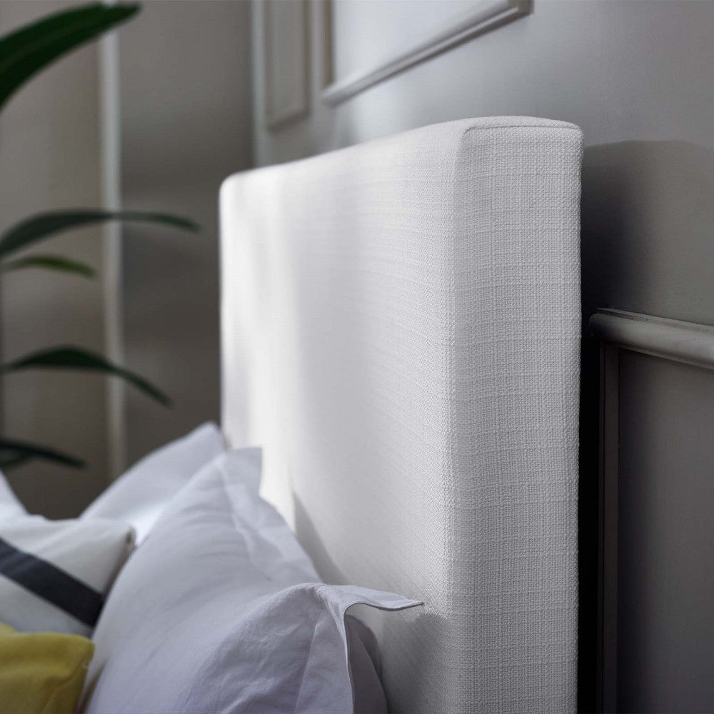 Taylor King and California King Upholstered Linen Fabric Headboard, White