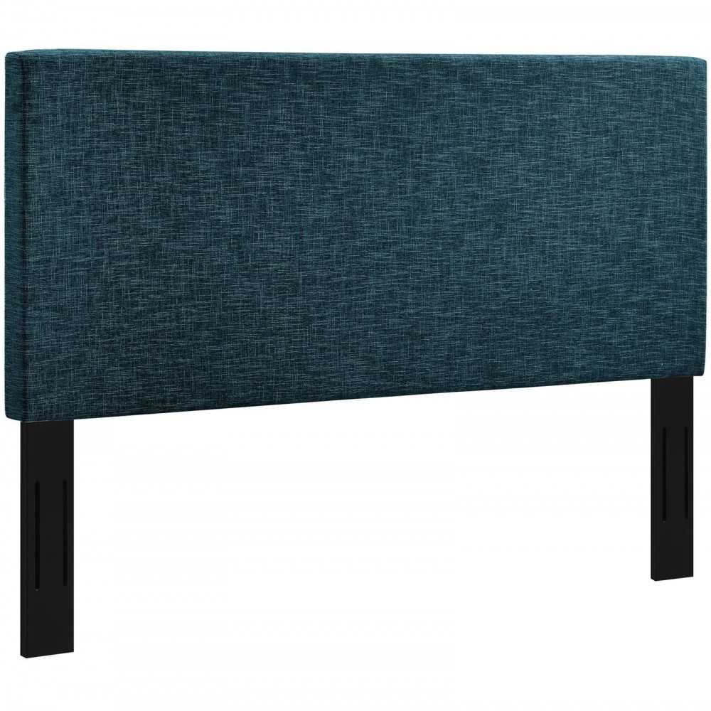 Taylor King and California King Upholstered Linen Fabric Headboard, Azure