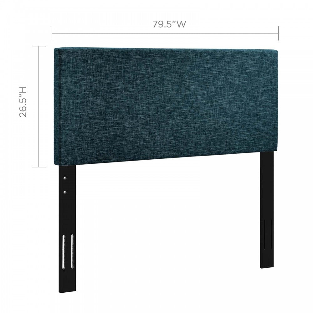 Taylor King and California King Upholstered Linen Fabric Headboard, Azure