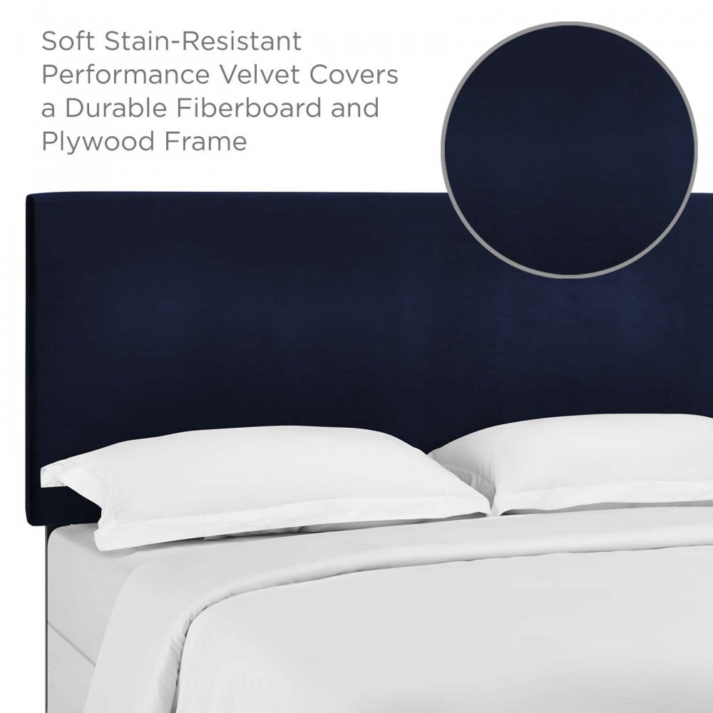 Taylor King and California King Upholstered Performance Velvet Headboard, Midnight Blue
