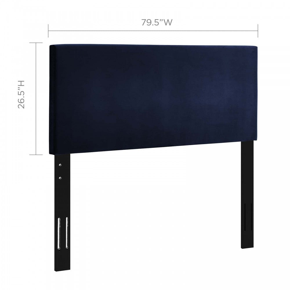Taylor King and California King Upholstered Performance Velvet Headboard, Midnight Blue