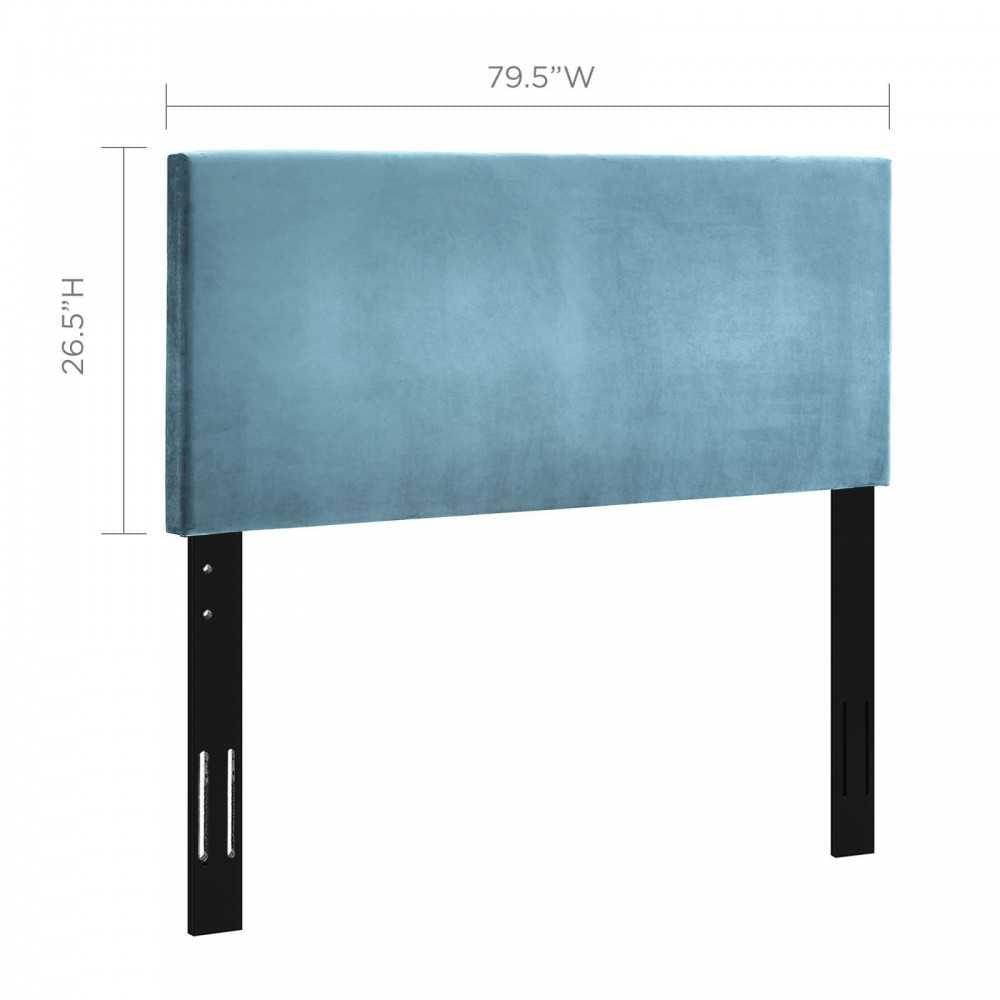 Taylor King and California King Upholstered Performance Velvet Headboard, Sea Blue