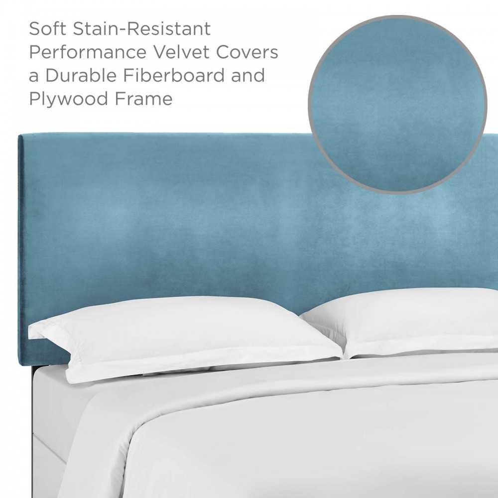 Taylor King and California King Upholstered Performance Velvet Headboard, Sea Blue