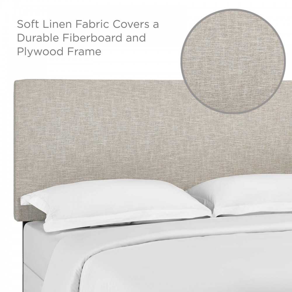 Taylor Twin Upholstered Linen Fabric Headboard, Beige