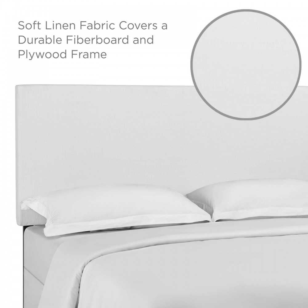 Taylor Twin Upholstered Linen Fabric Headboard, White