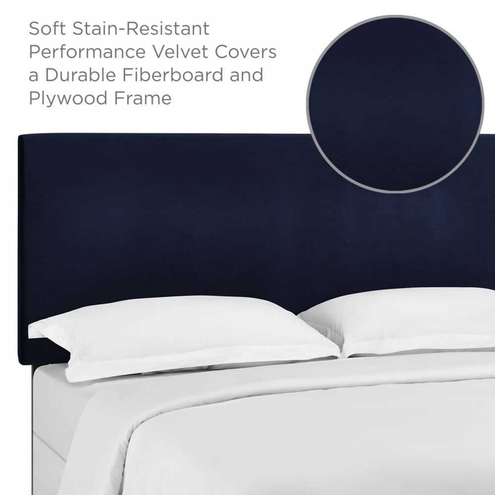 Taylor Twin Upholstered Performance Velvet Headboard, Midnight Blue