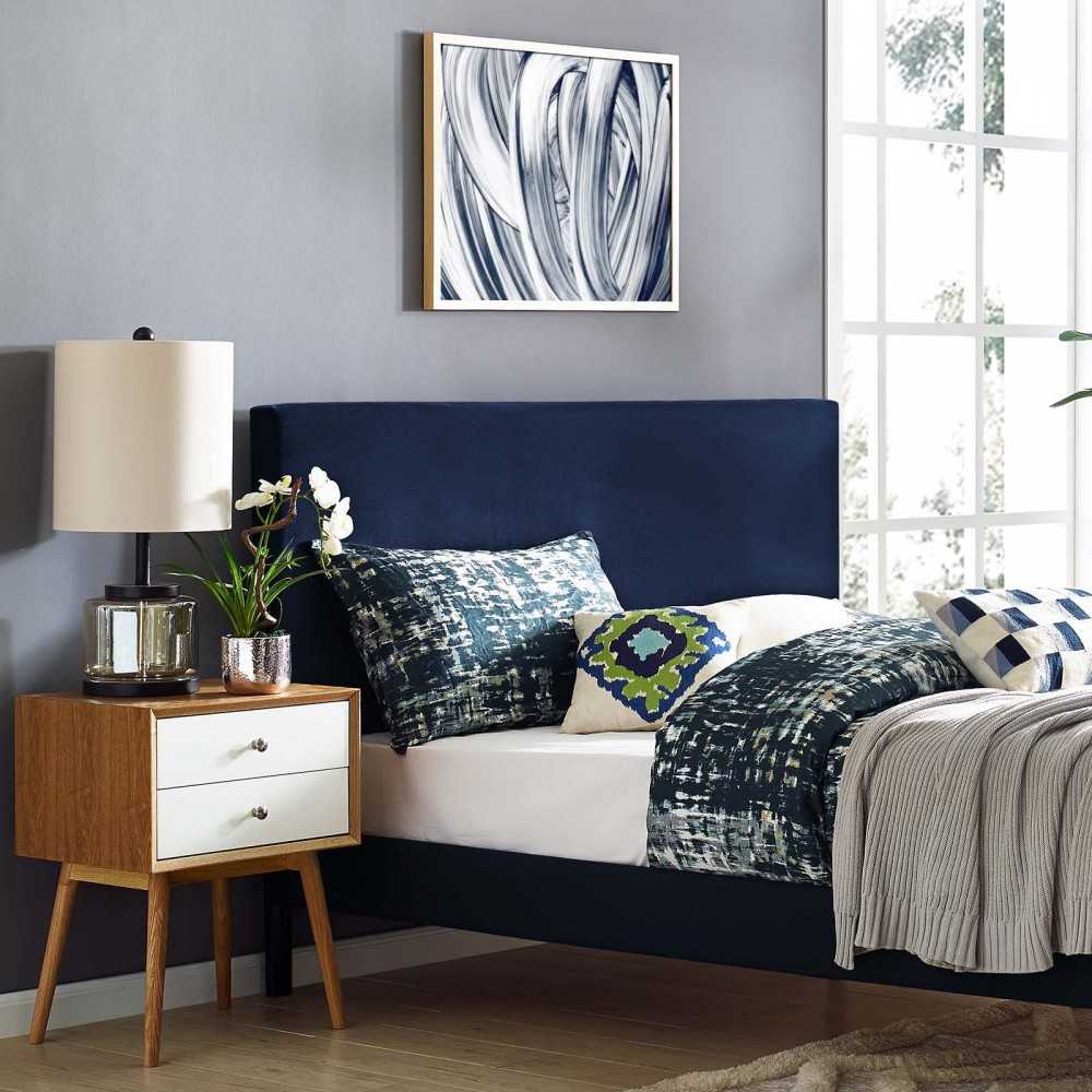 Taylor Twin Upholstered Performance Velvet Headboard, Midnight Blue
