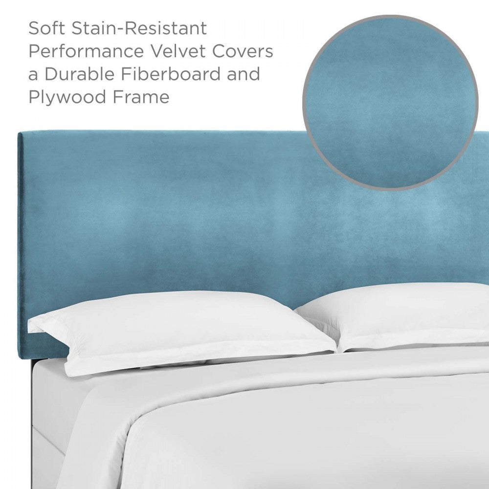 Taylor Twin Upholstered Performance Velvet Headboard, Sea Blue