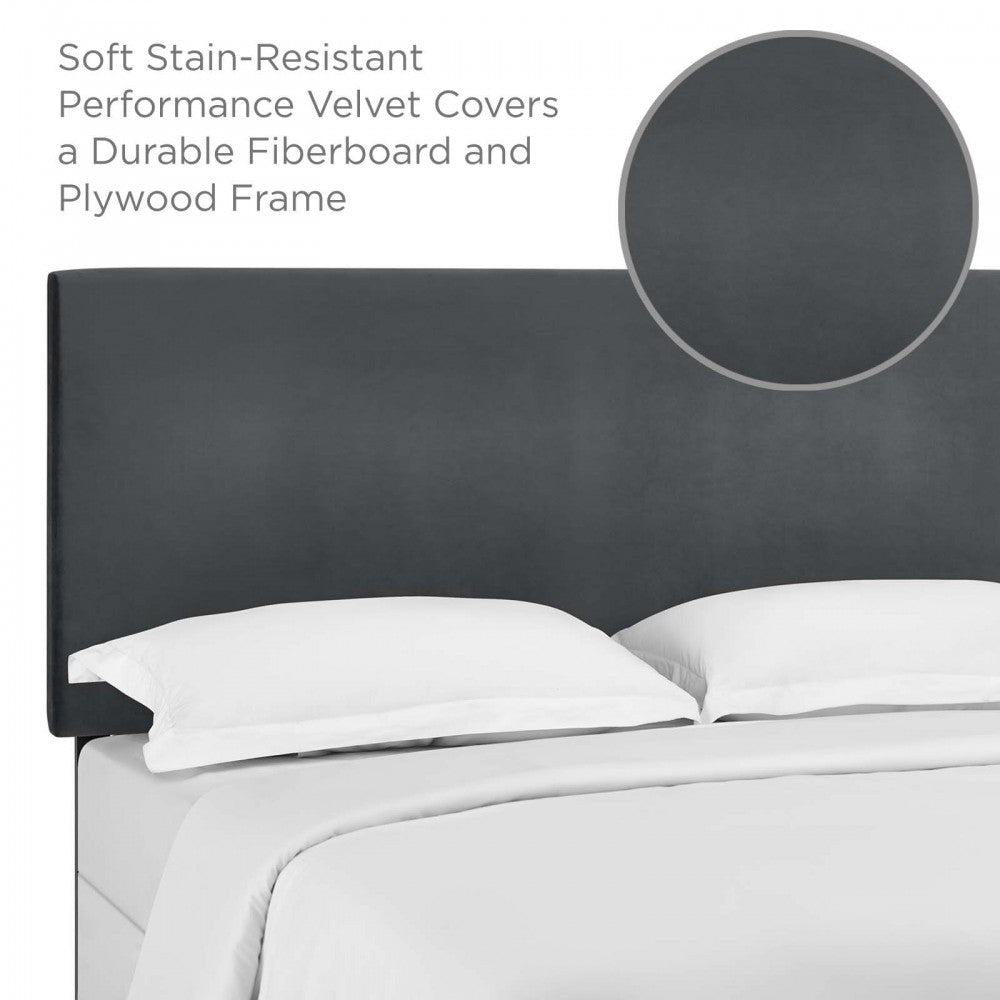 Taylor Twin Upholstered Performance Velvet Headboard, Gray