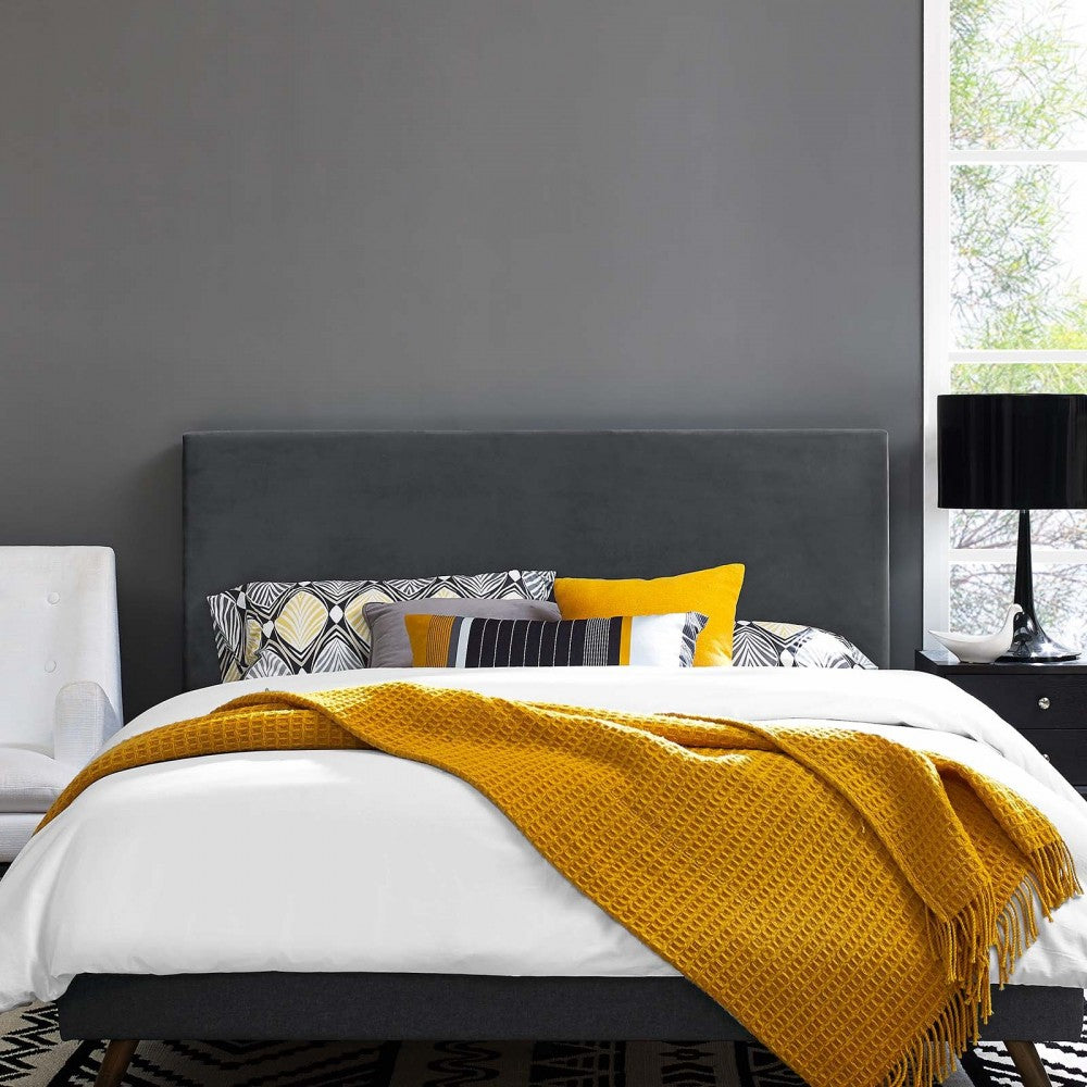 Taylor Twin Upholstered Performance Velvet Headboard, Gray
