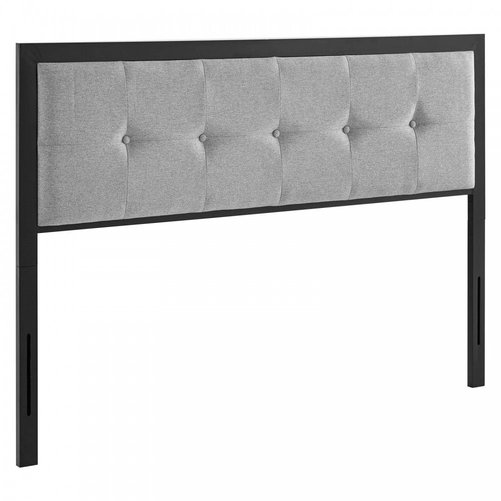 Teagan Tufted Full Headboard, Black Light Gray