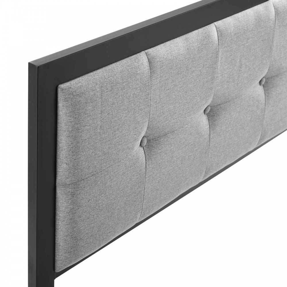 Teagan Tufted Full Headboard, Black Light Gray