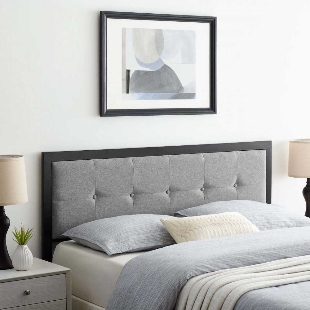 Teagan Tufted Full Headboard, Black Light Gray