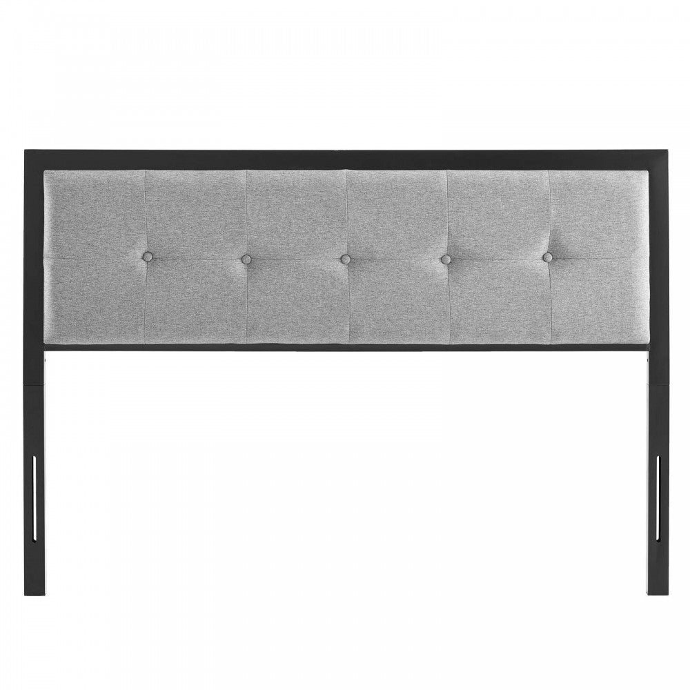 Teagan Tufted Full Headboard, Black Light Gray