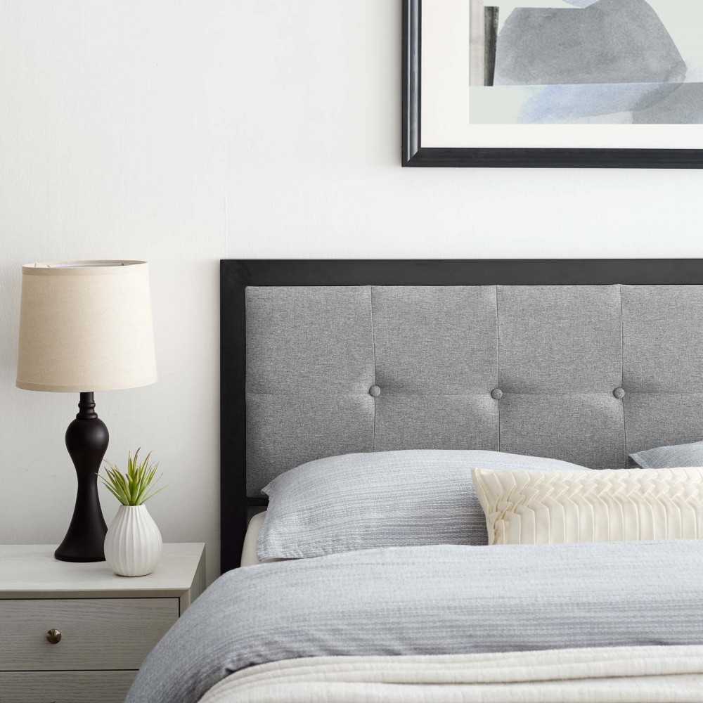 Teagan Tufted Full Headboard, Black Light Gray