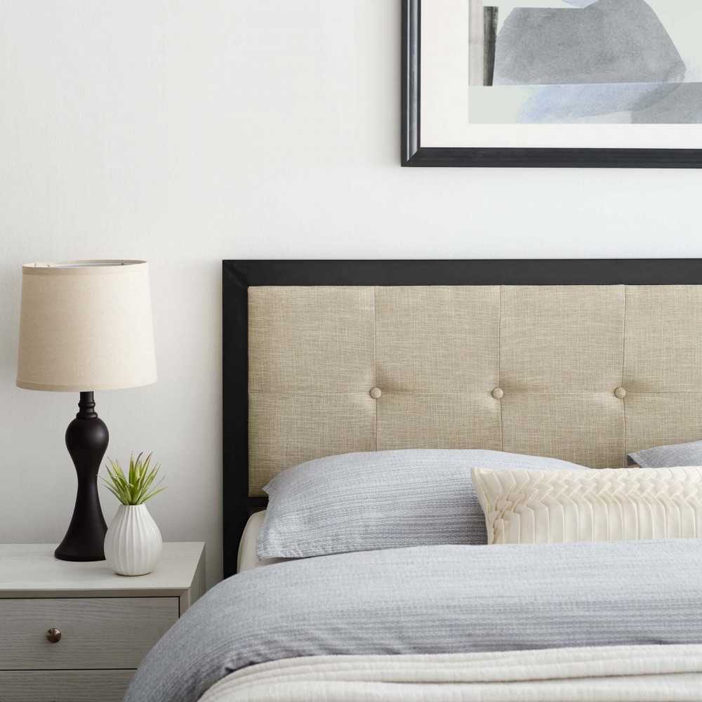 Teagan Tufted Full Headboard, Black Beige