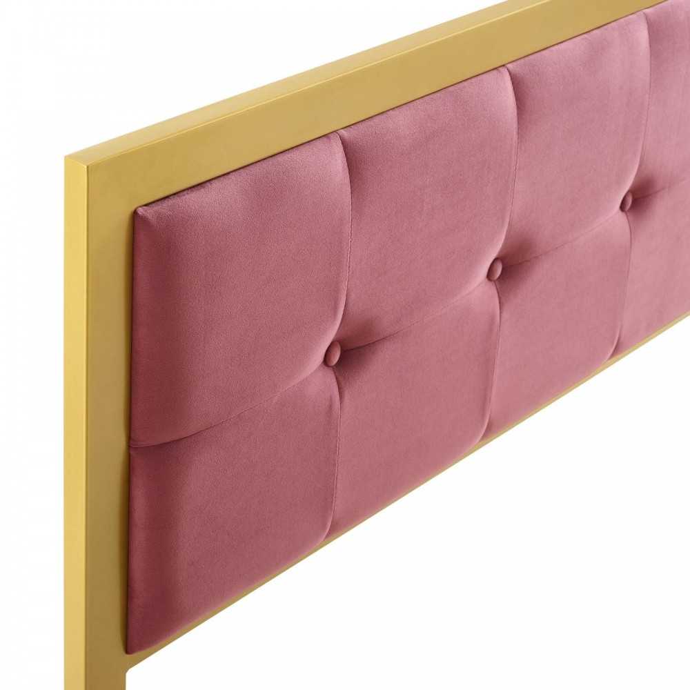 Teagan Tufted Full Performance Velvet Headboard, Gold Dusty Rose