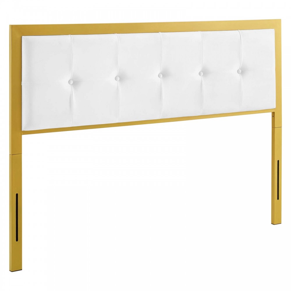 Teagan Tufted Full Performance Velvet Headboard, Gold White