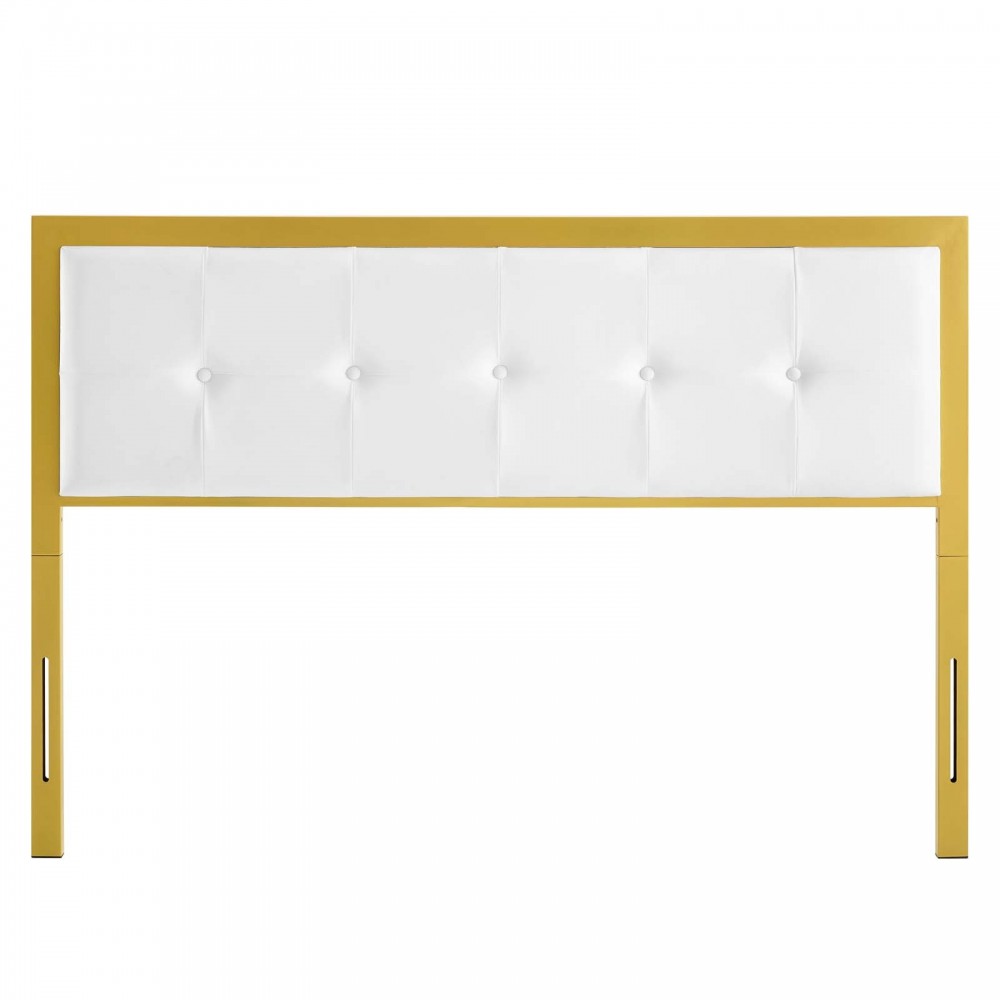 Teagan Tufted Full Performance Velvet Headboard, Gold White