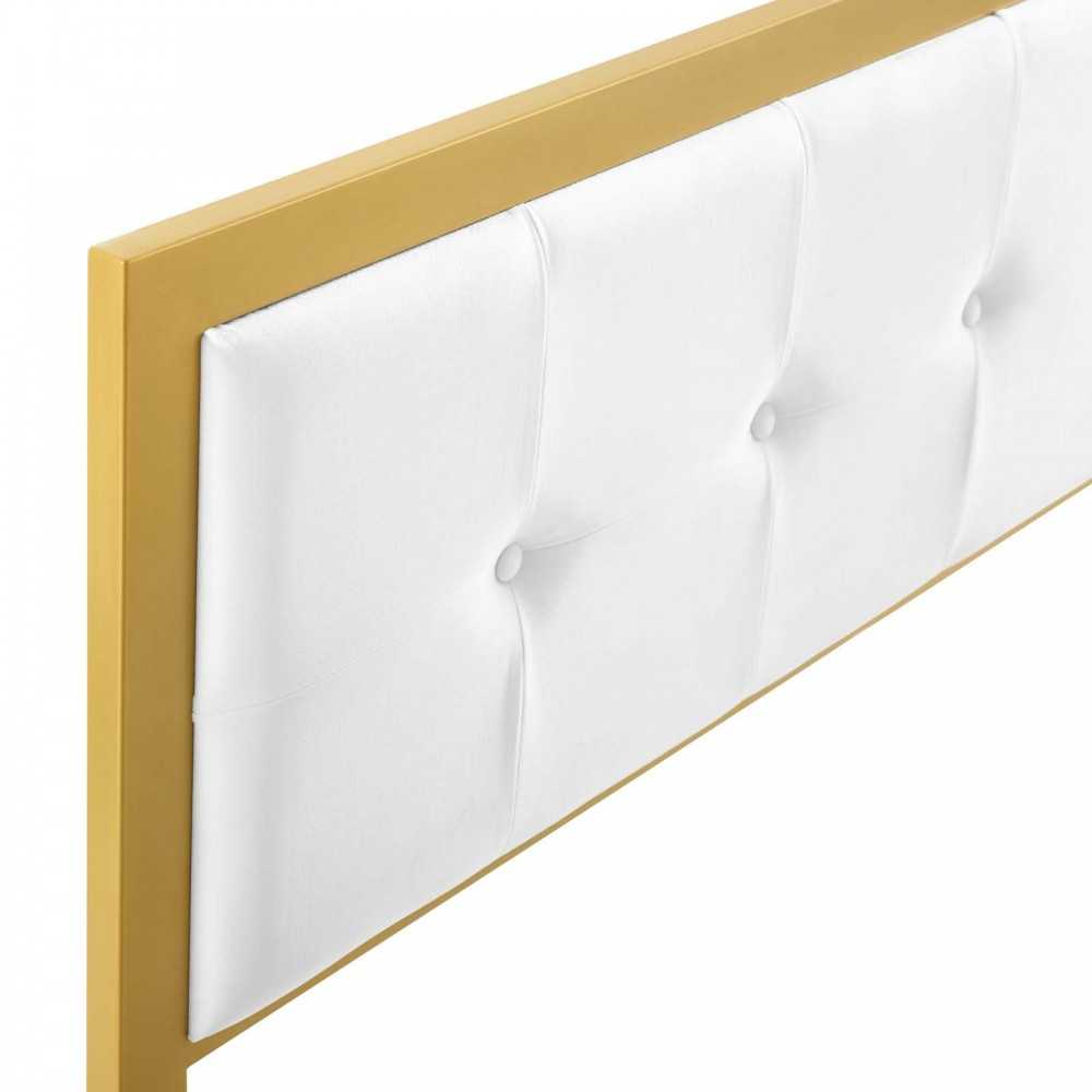 Teagan Tufted Full Performance Velvet Headboard, Gold White