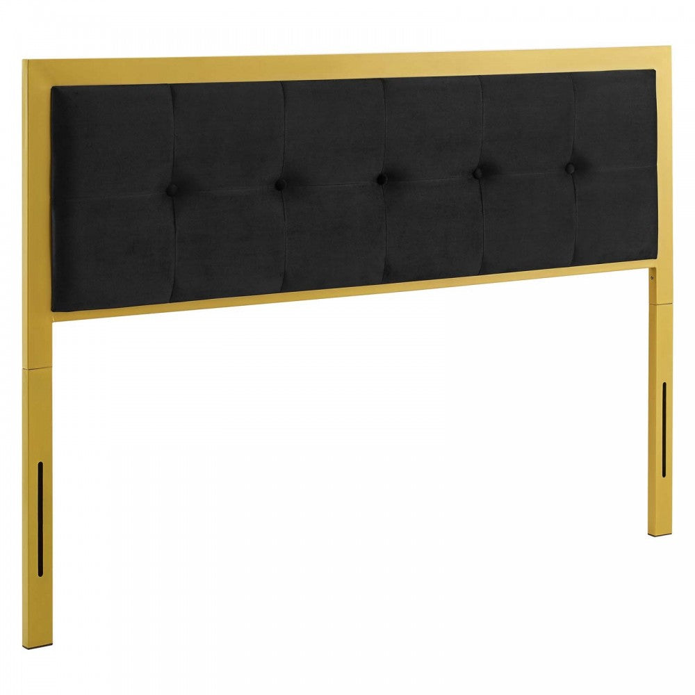 Teagan Tufted Full Performance Velvet Headboard, Gold Black