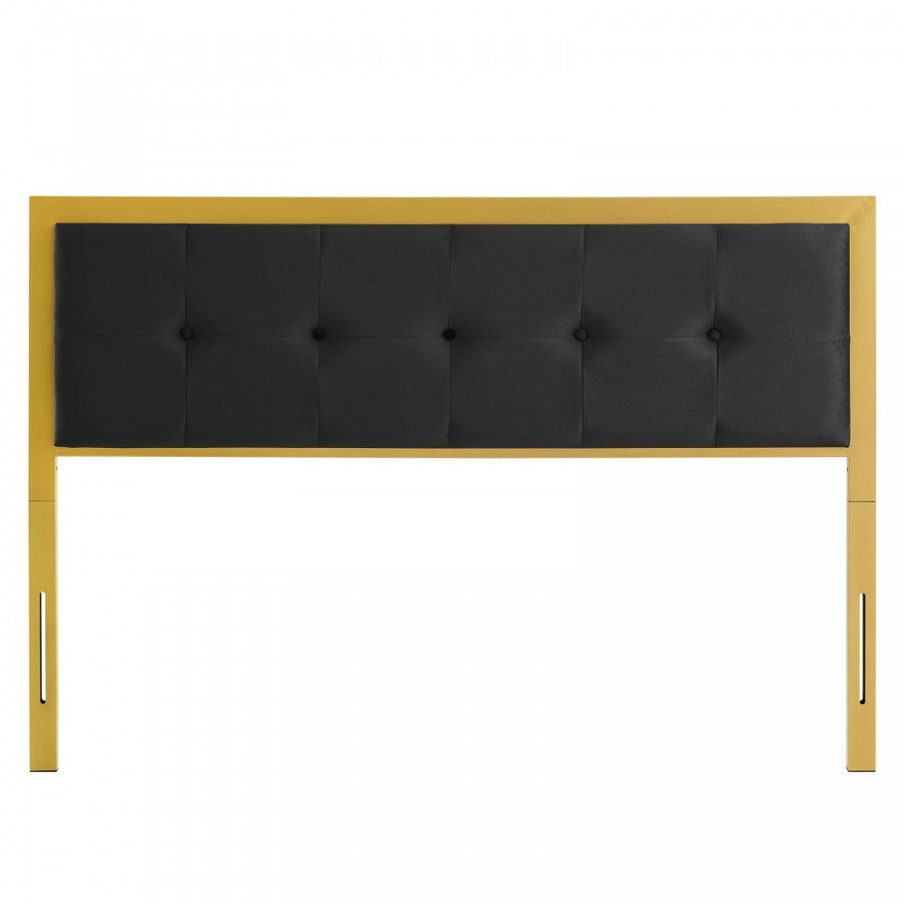 Teagan Tufted Full Performance Velvet Headboard, Gold Black