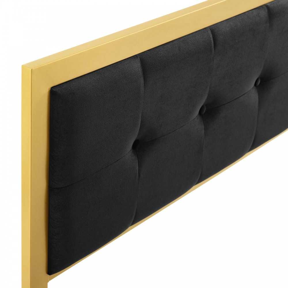 Teagan Tufted Full Performance Velvet Headboard, Gold Black