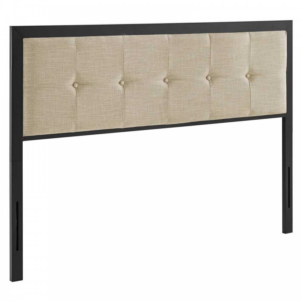 Teagan Tufted King Headboard, Black Beige