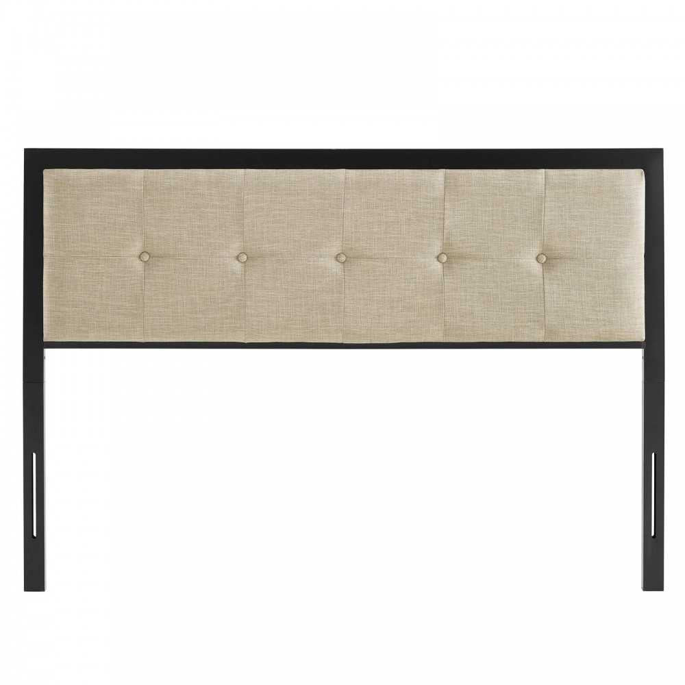 Teagan Tufted King Headboard, Black Beige