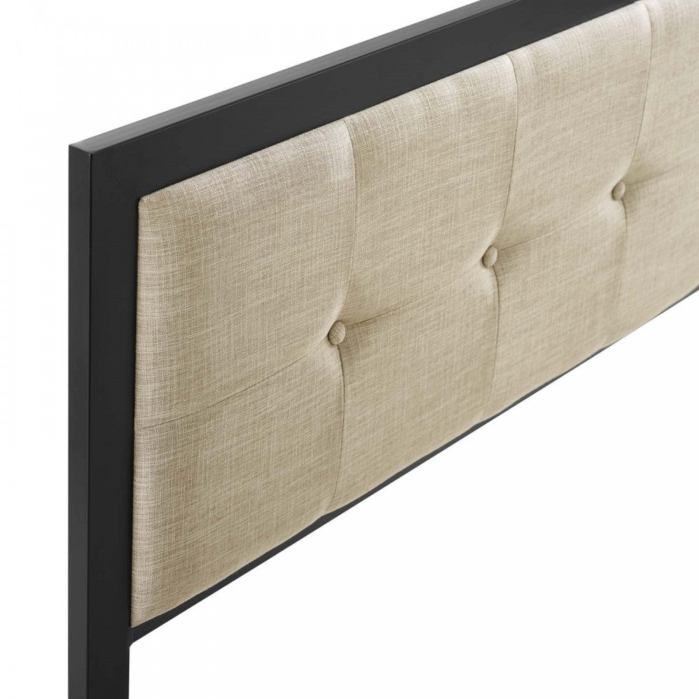 Teagan Tufted King Headboard, Black Beige