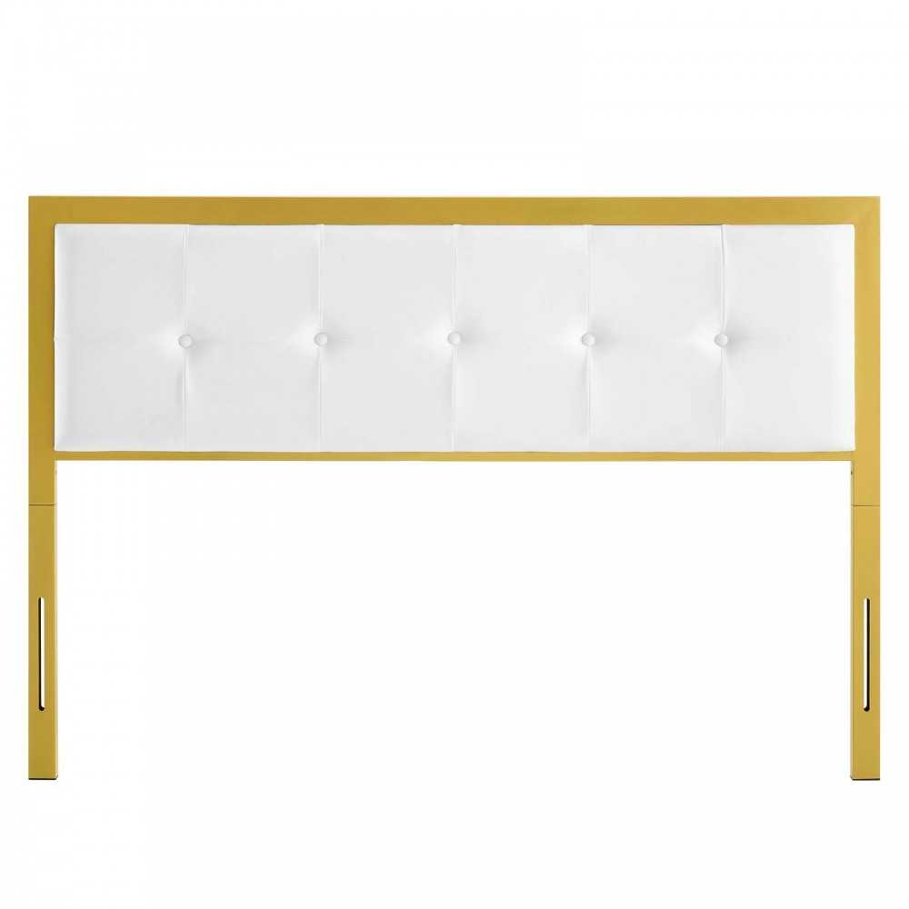 Teagan Tufted King Performance Velvet Headboard, Gold White