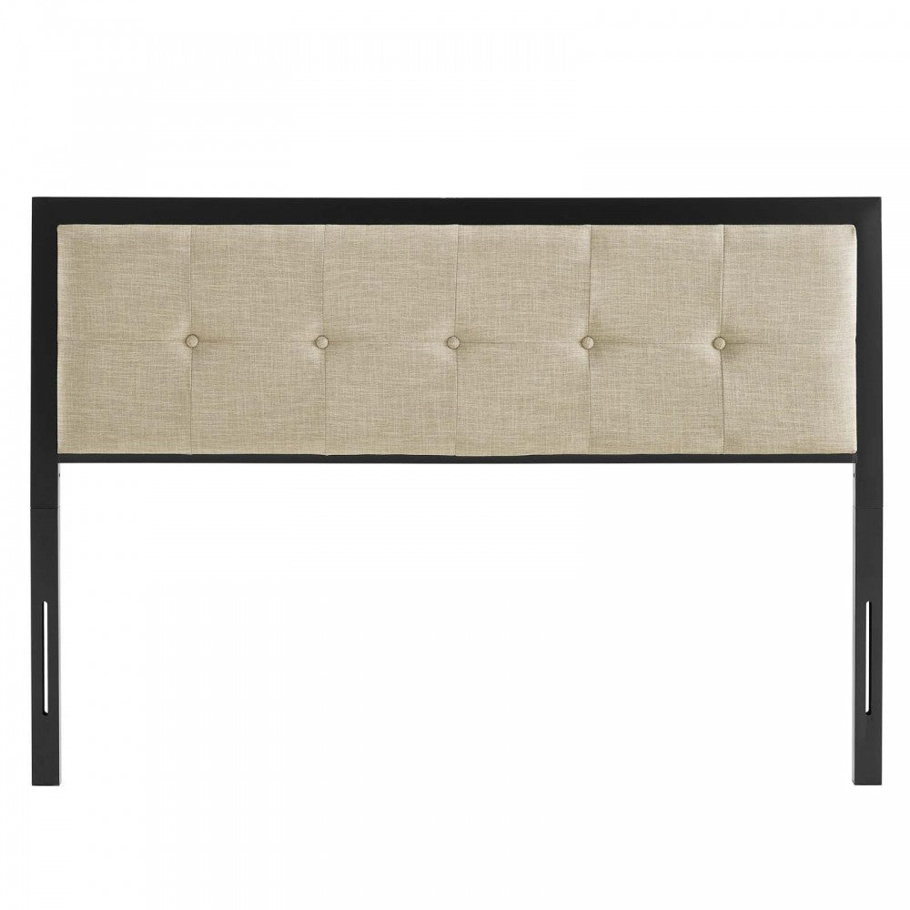 Teagan Tufted Queen Headboard, Black Beige