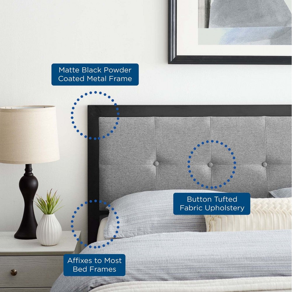 Teagan Tufted Twin Headboard, Black Light Gray