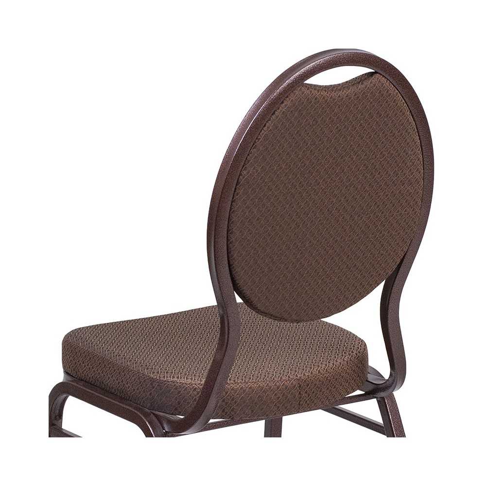 Teardrop Back Stacking Banquet Chair in Brown Patterned Fabric - Copper Vein Frame