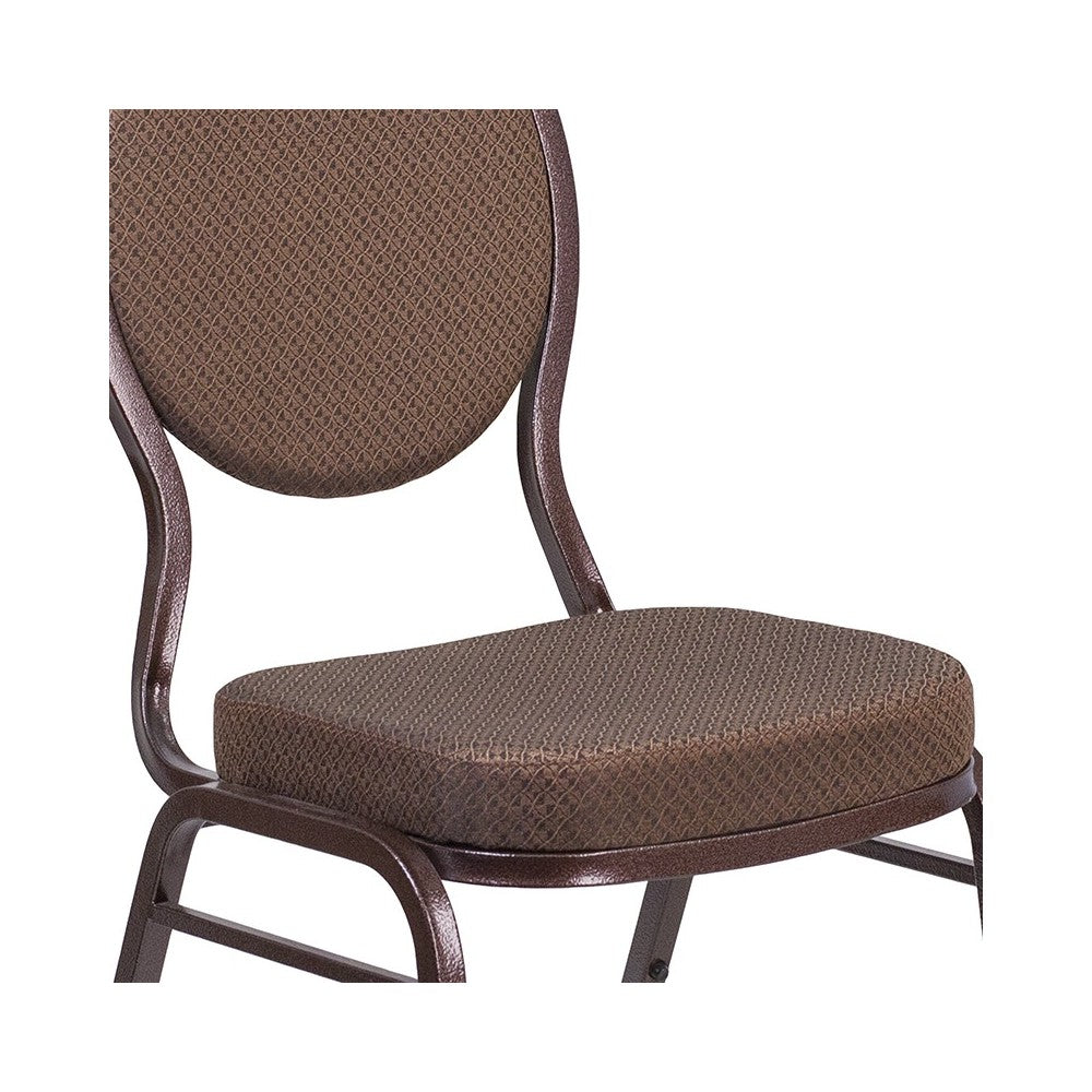Teardrop Back Stacking Banquet Chair in Brown Patterned Fabric - Copper Vein Frame