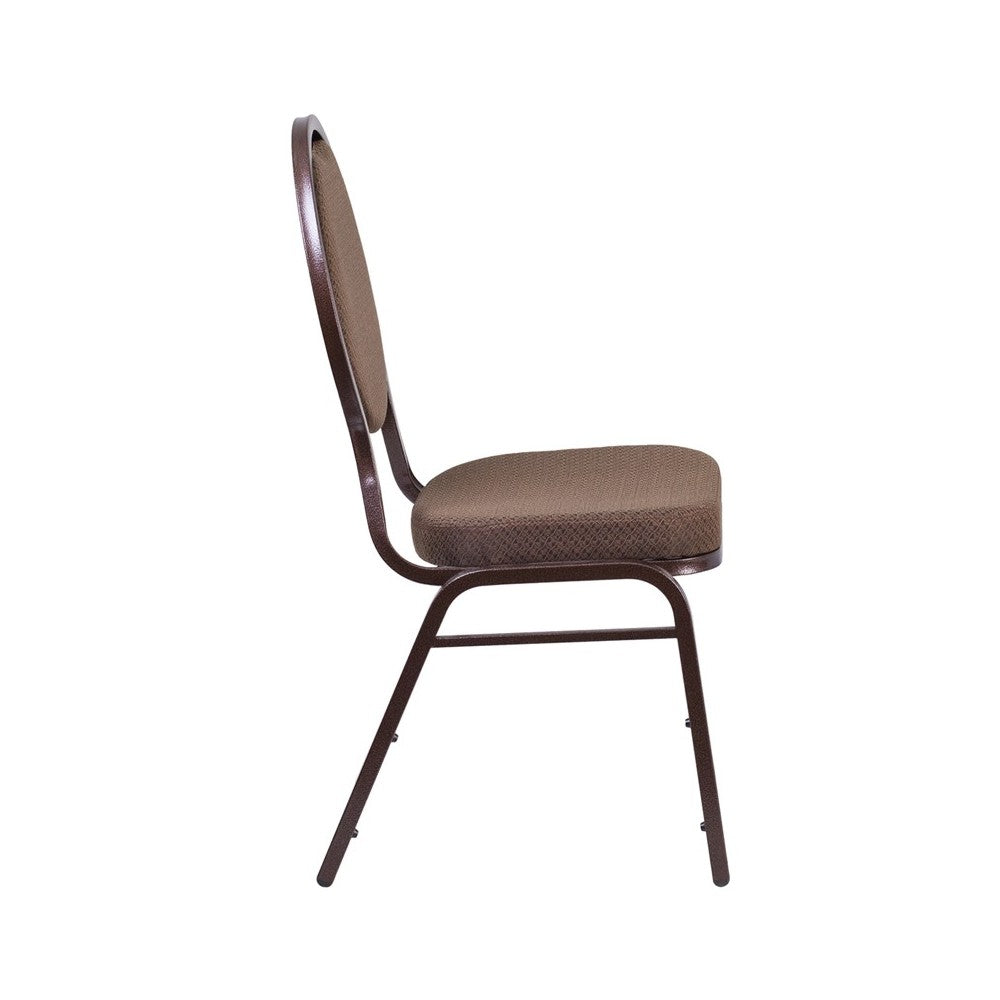 Teardrop Back Stacking Banquet Chair in Brown Patterned Fabric - Copper Vein Frame