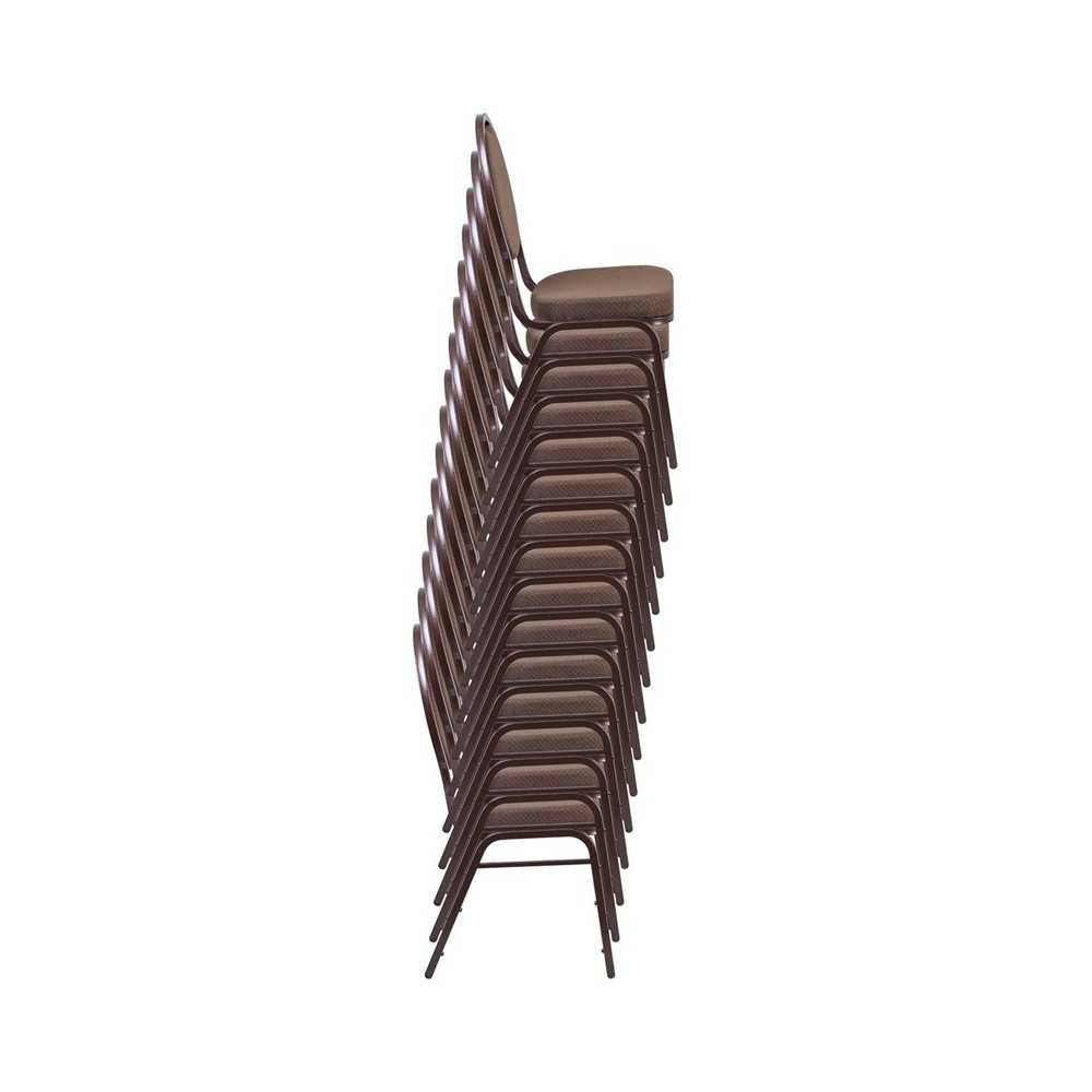 Teardrop Back Stacking Banquet Chair in Brown Patterned Fabric - Copper Vein Frame