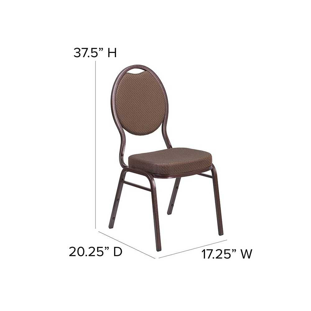 Teardrop Back Stacking Banquet Chair in Brown Patterned Fabric - Copper Vein Frame