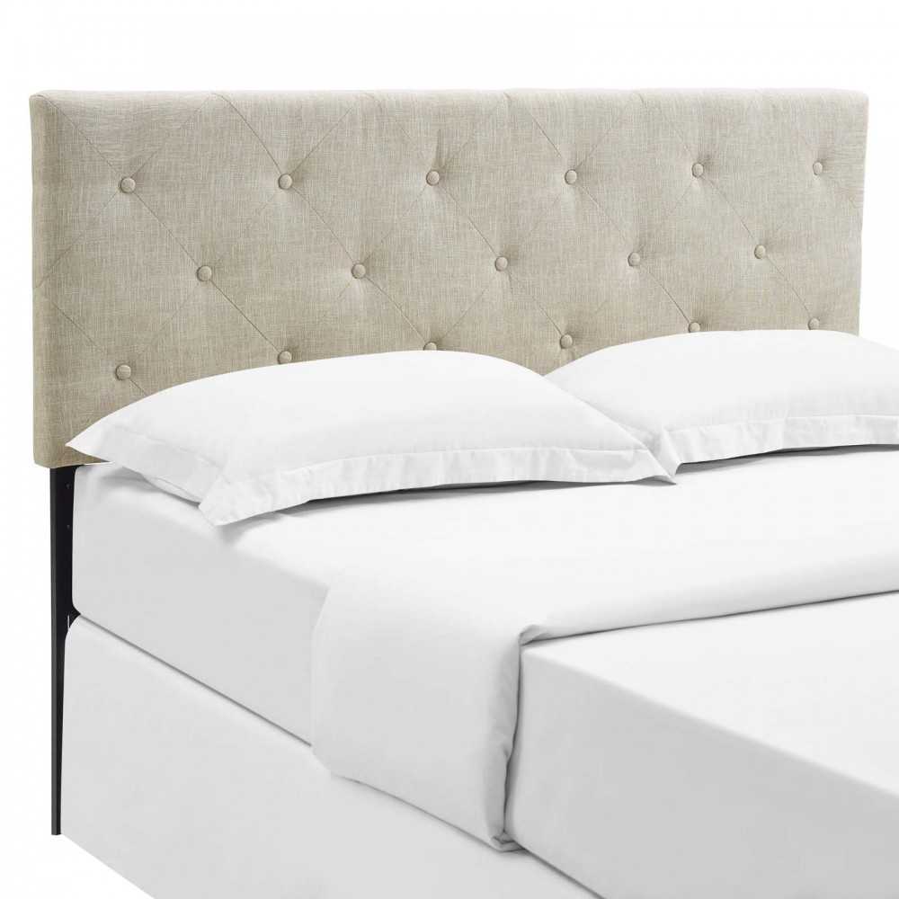 Terisa King Upholstered Fabric Headboard, White, MOD-5372-BEI