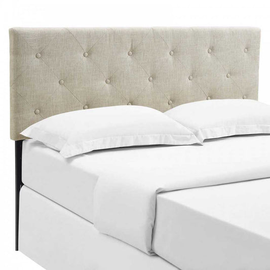 Terisa King Upholstered Fabric Headboard, White, MOD-5372-BEI