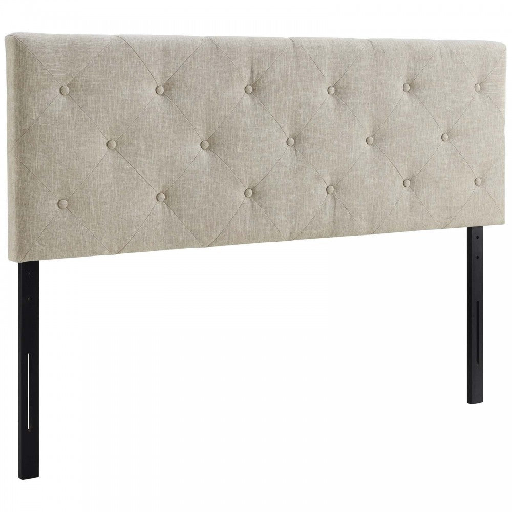 Terisa King Upholstered Fabric Headboard, White, MOD-5372-BEI