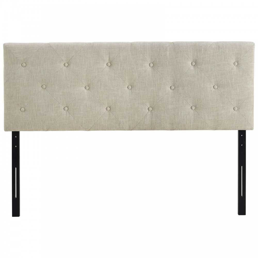 Terisa King Upholstered Fabric Headboard, White, MOD-5372-BEI