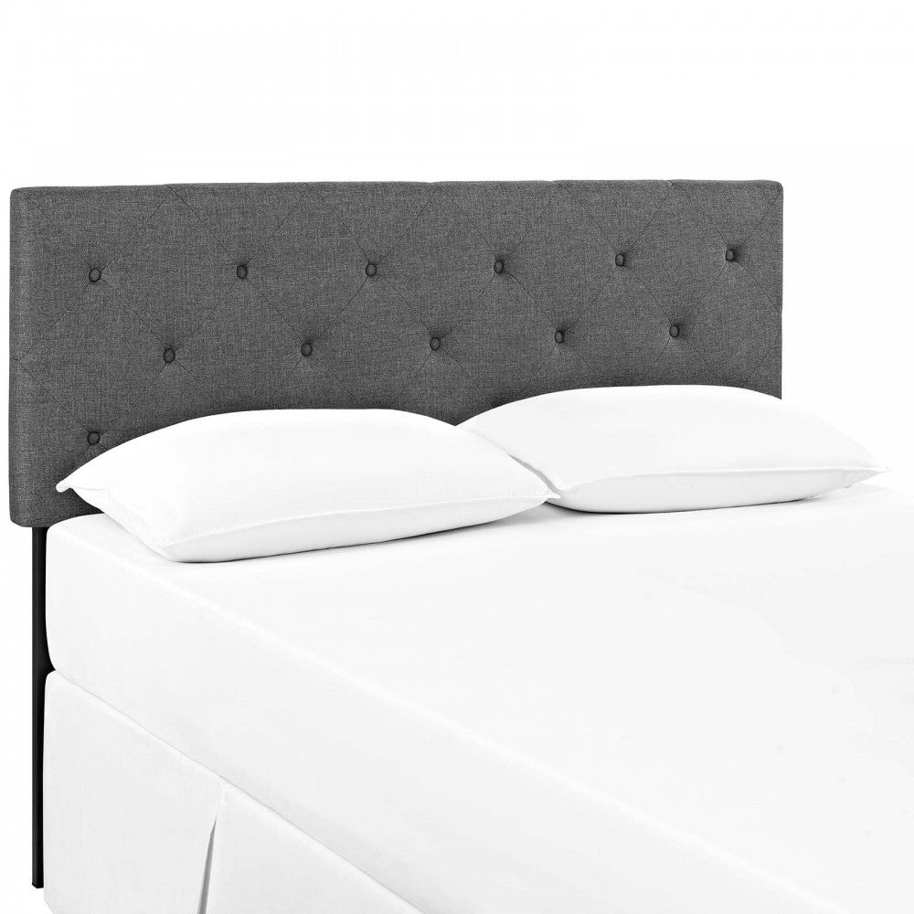 Terisa King Upholstered Fabric Headboard, White, MOD-5372-GRY