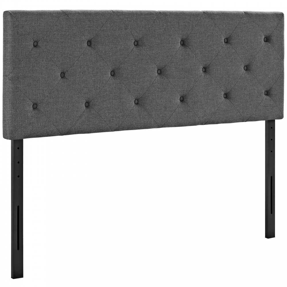 Terisa King Upholstered Fabric Headboard, White, MOD-5372-GRY