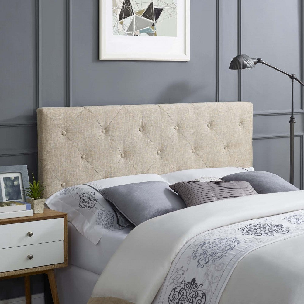 Terisa Queen Upholstered Fabric Headboard, Gray