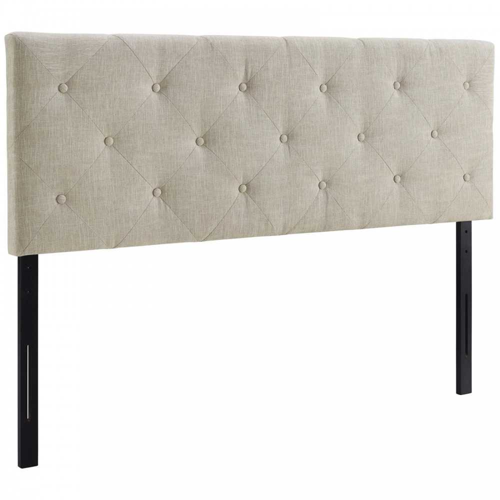 Terisa Queen Upholstered Fabric Headboard, Gray