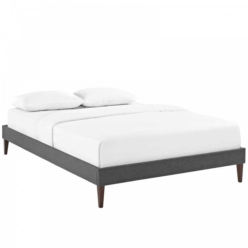 Tessie Full Fabric Bed Frame with Squared Tapered Legs, Gray